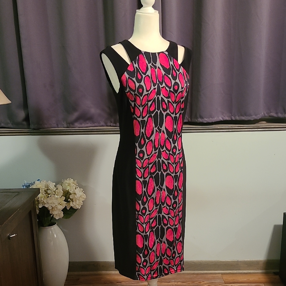 Joseph Ribkoff Elegant Black and Pink Women's Dress - Size 10 - Picture 1 of 8